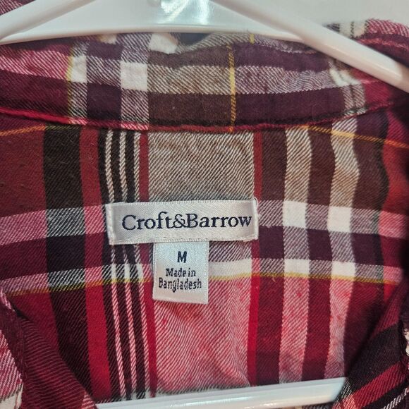 Coldwater Creek Women's Small Red Plaid Flannel Shirt Camping Overshirt Cotton - Picture 2 of 6